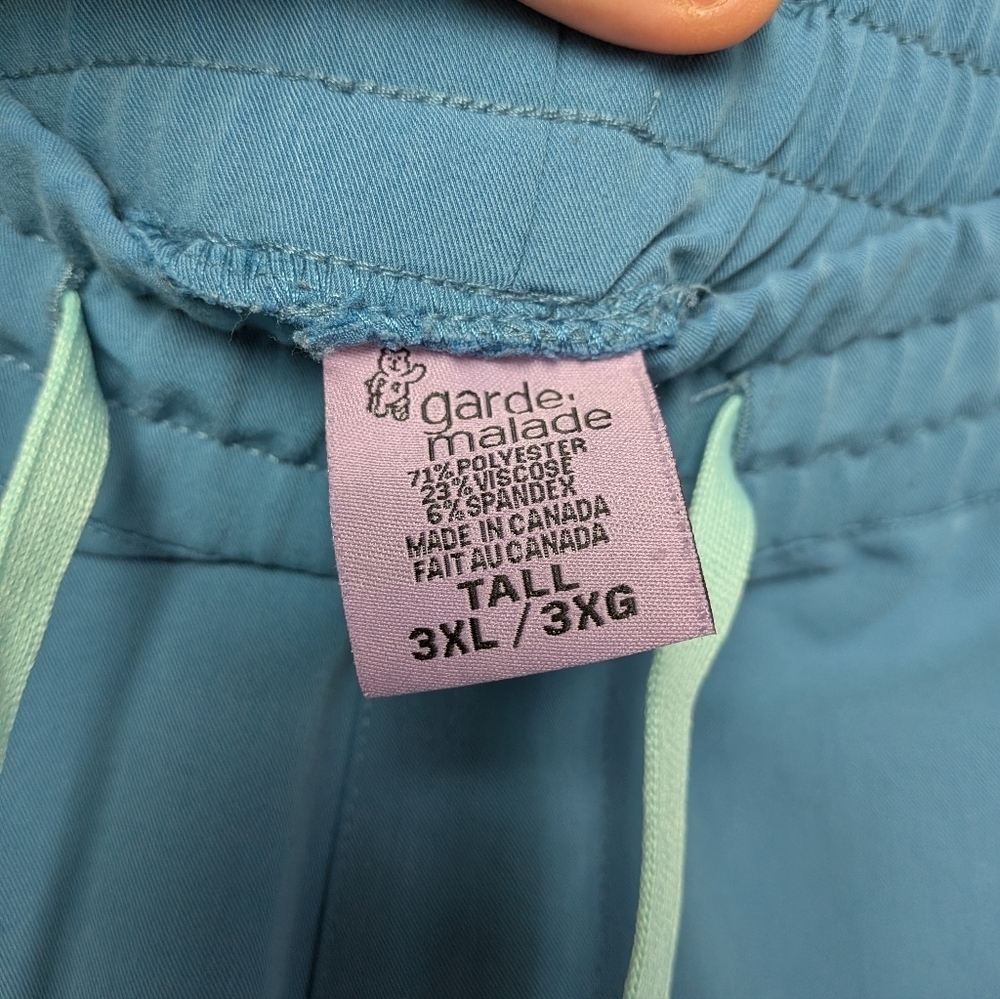 BUNDLE GARDE MALADE Scrub Pants Size 3XL Tall Turquoise And Navy Blue Loose Fit - Picture 8 of 12
